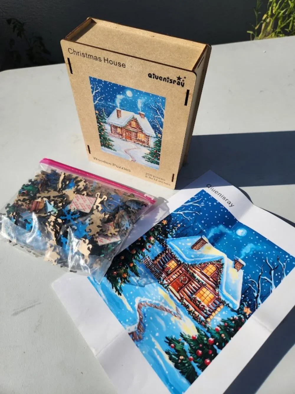 Jigsaw Puzzle 200 Pieces Wooden Puzzle Christmas House Winter 8.9